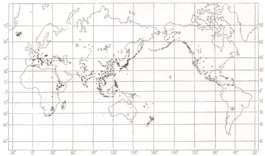 世界の温泉分布図